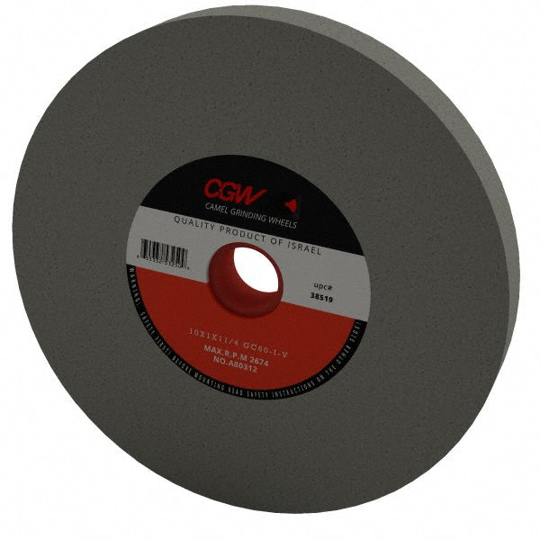 CGW Abrasives 38519 Bench & Pedestal Grinding Wheel 10" Dia, 1" Thick, 1-1/4" Hole Dia, Silicon Carbide