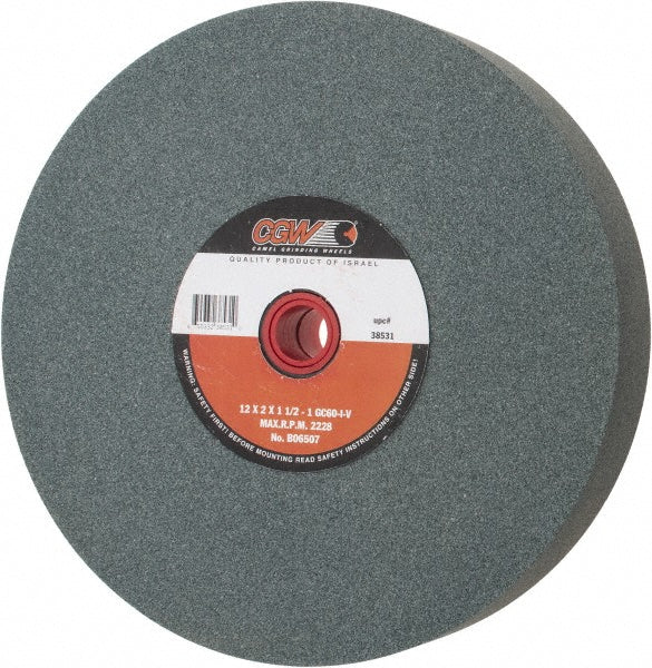 CGW Abrasives 38531 Bench & Pedestal Grinding Wheel 12" Dia, 2" Thick, 1-1/4" Hole Dia, Silicon Carbide