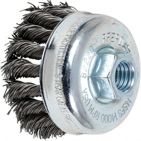 PFERD 79182220 Cup Brush 2-3/4" Dia, 0.02" Wire Dia, Carbon Steel, Knotted