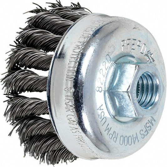 PFERD 79182220 Cup Brush 2-3/4" Dia, 0.02" Wire Dia, Carbon Steel, Knotted