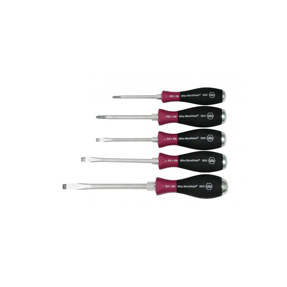 Wiha 53390 Screwdriver Set 5 Pc, Phillips & Slotted