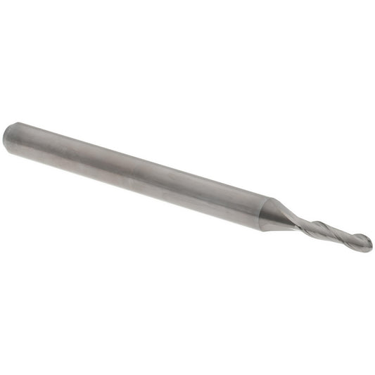 Accupro 01217181 Ball End Mill 0.0591" Dia, 0.2362" LOC, 2 Flute, Solid Carbide