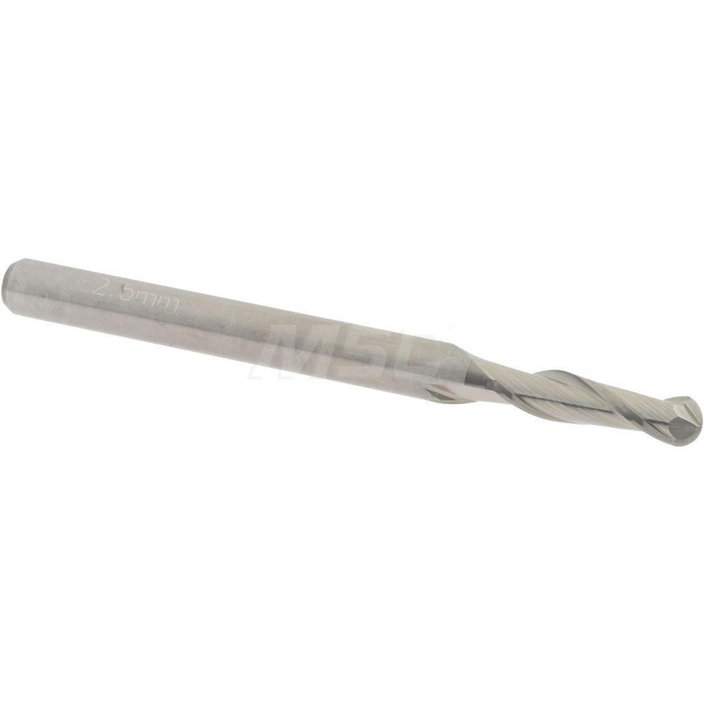 Accupro 01217207 Ball End Mill 0.0984" Dia, 0.3937" LOC, 2 Flute, Solid Carbide