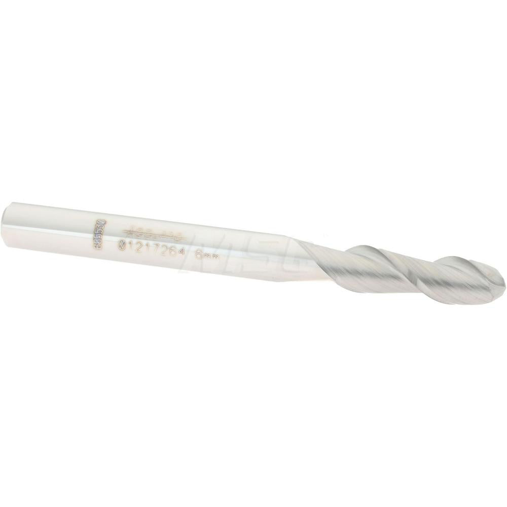 Accupro 01217264 Ball End Mill 0.2362" Dia, 0.748" LOC, 2 Flute, Solid Carbide
