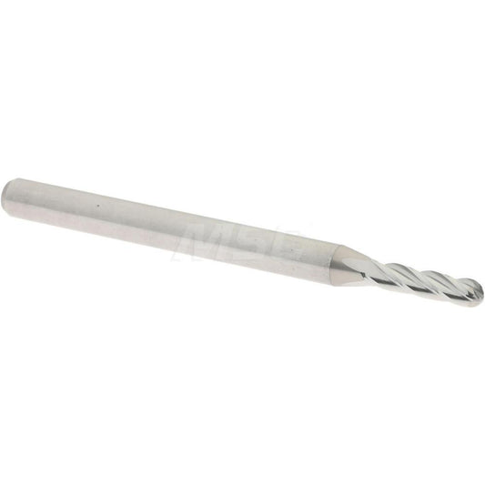 Accupro 01217405 Ball End Mill 0.0787" Dia, 0.315" LOC, 4 Flute, Solid Carbide