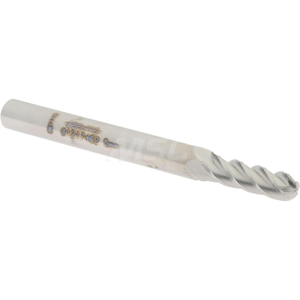 Accupro 01217462 Ball End Mill 0.1969" Dia, 0.6299" LOC, 4 Flute, Solid Carbide