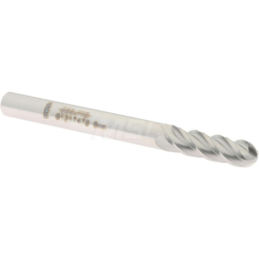 Accupro 01217470 Ball End Mill 0.2362" Dia, 0.748" LOC, 4 Flute, Solid Carbide