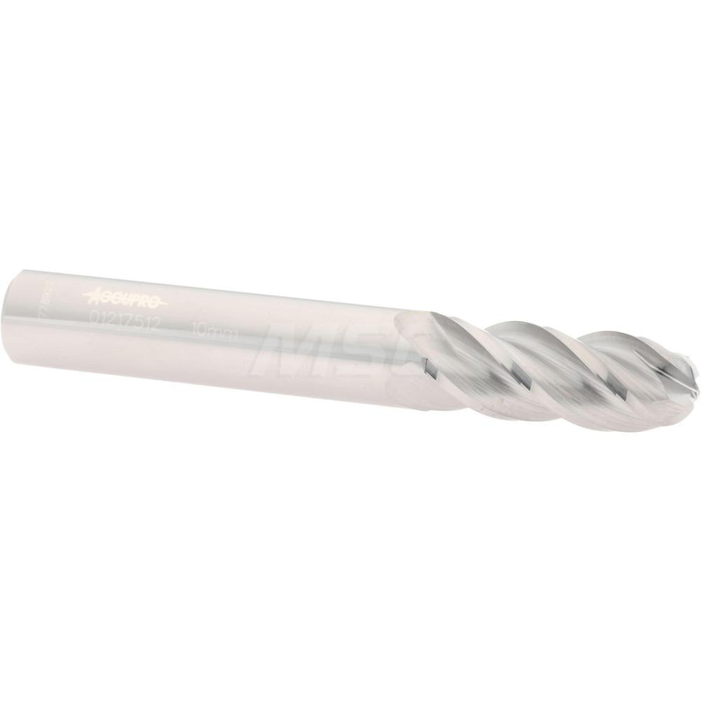 Accupro 01217512 Ball End Mill 0.3937" Dia, 0.9843" LOC, 4 Flute, Solid Carbide