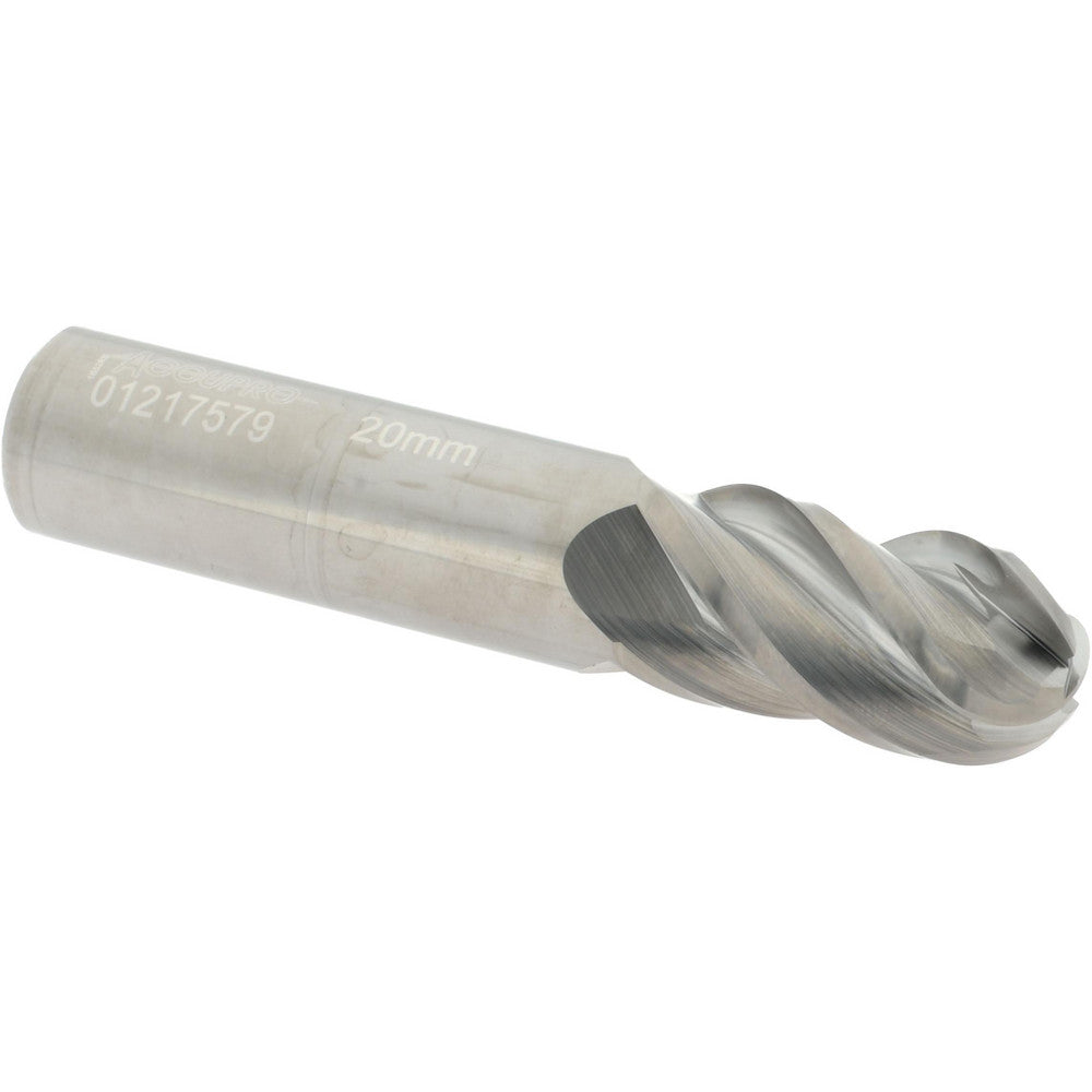 Accupro 01217579 Ball End Mill 0.7874" Dia, 1.4961" LOC, 4 Flute, Solid Carbide