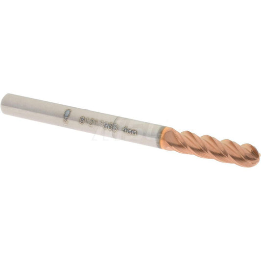 Accupro 01217868 Ball End Mill 0.1575" Dia, 0.5512" LOC, 4 Flute, Solid Carbide