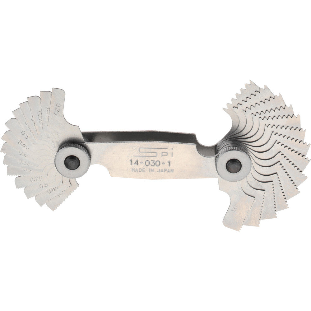 SPI 14-030-1 28 Leaf, 1/4 to 2.5mm Pitch Range, Steel Screw Pitch Gage