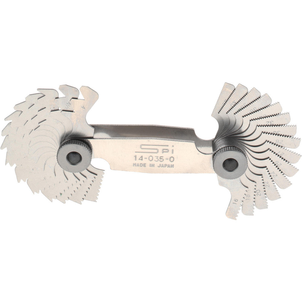 SPI 14-035-0 30 Leaf, 4 to 42 TPI Range, Steel Screw Pitch Gage