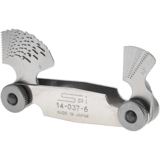 SPI 14-037-6 30 Leaf, 6 to 60 TPI Range, Steel Screw Pitch Gage
