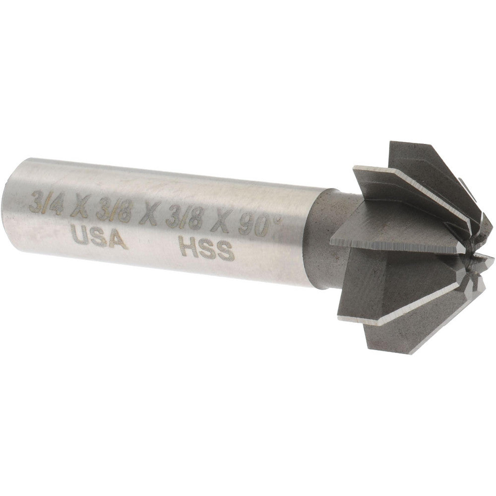 Made in USA Milling Cutters FAC750-90 3/4" Large x 5/16" Small Diam, 3/8" Width of Cut, 90&deg Included Angle, 8 Teeth, High Speed Steel Face Angle Cutter