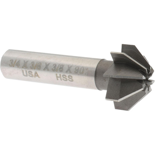Made in USA Milling Cutters FAC750-90 3/4" Large x 5/16" Small Diam, 3/8" Width of Cut, 90&deg Included Angle, 8 Teeth, High Speed Steel Face Angle Cutter