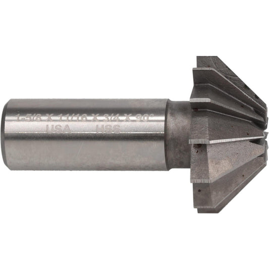 Made in USA Milling Cutters FAC1625-90 1-5/8" Large x 5/8" Small Diam, 11/16" Width of Cut, 90&deg Included Angle, 12 Teeth, High Speed Steel Face Angle Cutter