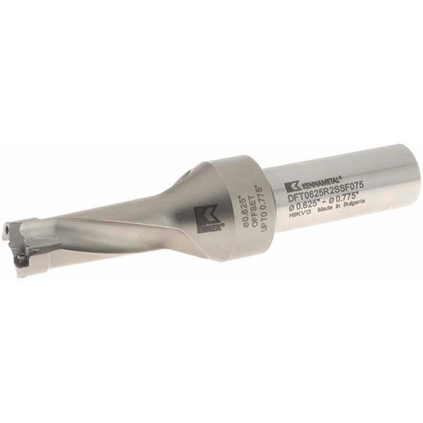 Kennametal 1527597 1.6" Max Drill Depth, 2.5xD, 15.9mm Diam, Indexable Insert Drill