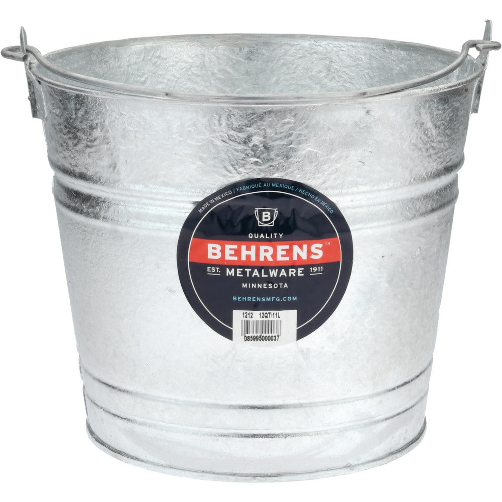 Behrens 1212 12 Qt, 10-3/4" High, Galvanized Steel Round Gray Single Pail