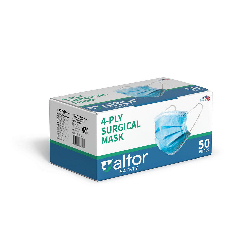 Altor Safety 62232 Face Mask & Disposable Pleated Mask Contains Nose Clip, Blue, Size Universal & Adult