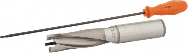 Kennametal 2238566 Replaceable-Tip Drill 30.16 to 30.66 mm Dia, 90.49 mm Max Depth, 31.75 mm Straight-Cylindrical Shank