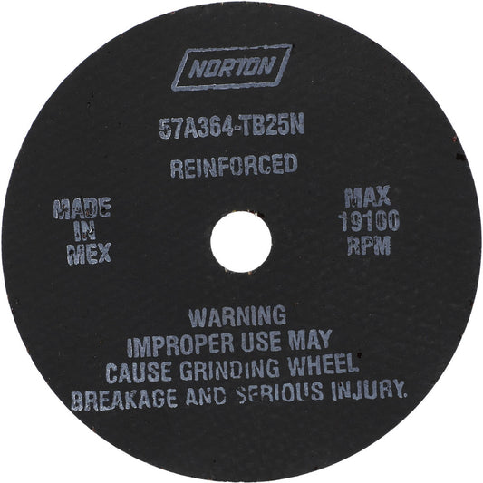 Norton 66243522502 Cut-Off Wheel 4" Dia, 1/16" Thick, 1/2" Hole, Aluminum Oxide