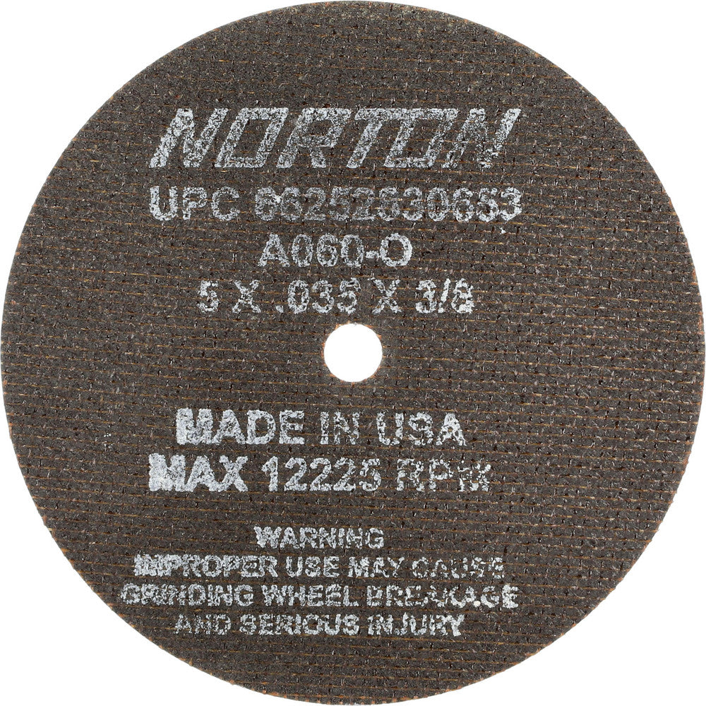 Norton 66252830653 Cutoff Wheel 5" Dia, 0.035" Thick, 3/8" Hole, Aluminum Oxide