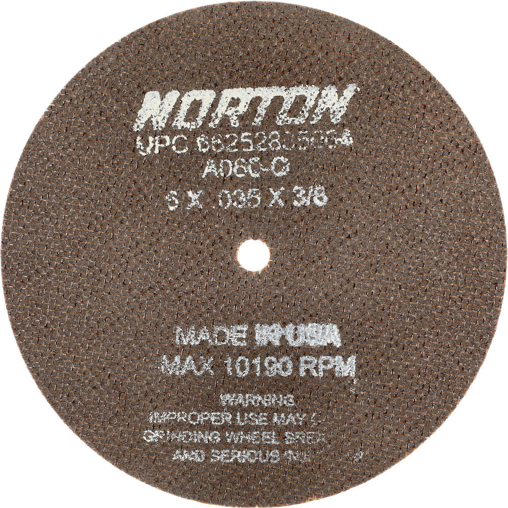 Norton 66252835064 Cutoff Wheel 6" Dia, 0.035" Thick, 3/8" Hole, Aluminum Oxide