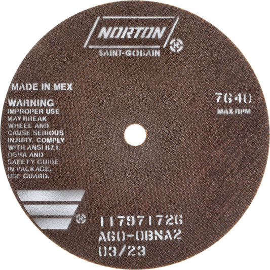 Norton 66253042979 Cutoff Wheel 8" Dia, 0.035" Thick, 5/8" Hole, Aluminum Oxide