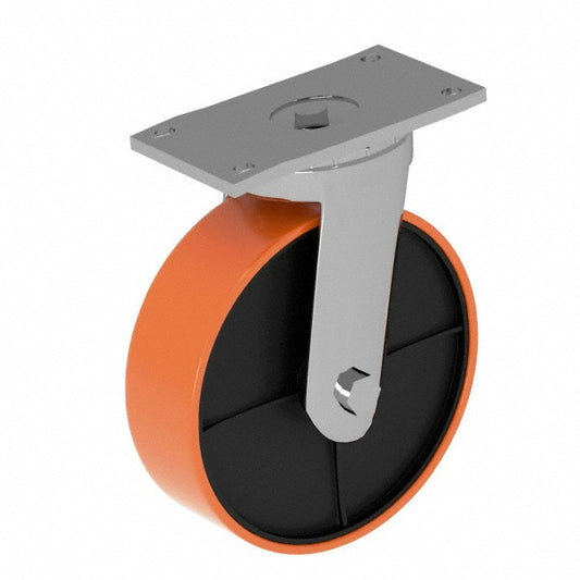 Fairbanks N22-8-PO Swivel Top Plate Caster Polyurethane, 8" Wheel Dia, 2" Wheel Width, 1,200 lb Capacity, 9-1/2" OAH