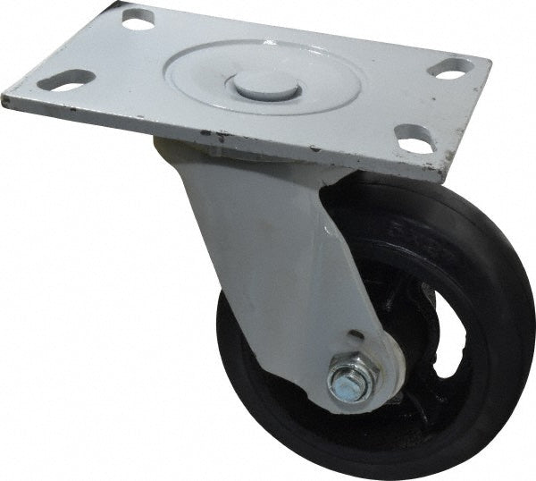 Fairbanks W26-5-RT Swivel Top Plate Caster Rubber, 5" Wheel Dia, 2" Wheel Width, 350 lb Capacity, 9-1/2" OAH