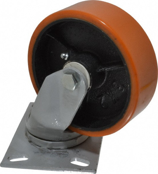 Fairbanks W26-6-PO Swivel Top Plate Caster Polyurethane with Semi-Steel Center Polyurethane & Polyurethane Mold on Steel, 6" Wheel Dia, 2" Wheel Width, 1,000 lb Capacity, 7-1/4" OAH