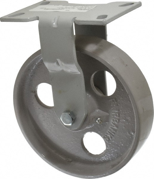 Fairbanks 1-W36-8-IRB Rigid Top Plate Caster Semi-Steel, 8" Wheel Dia, 2" Wheel Width, 1,200 lb Capacity, 9-1/2" OAH