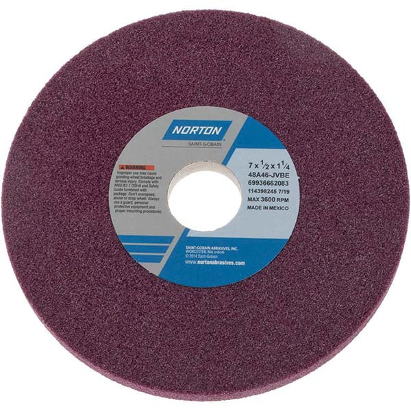 Norton 69936662083 Surface Grinding Wheel 7" Dia, 1/2" Thick, 1-1/4" Hole, 46 Grit, J Hardness