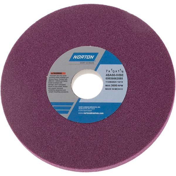 Norton 69936662085 Surface Grinding Wheel 7" Dia, 1/2" Thick, 1-1/4" Hole, 60 Grit, I Hardness