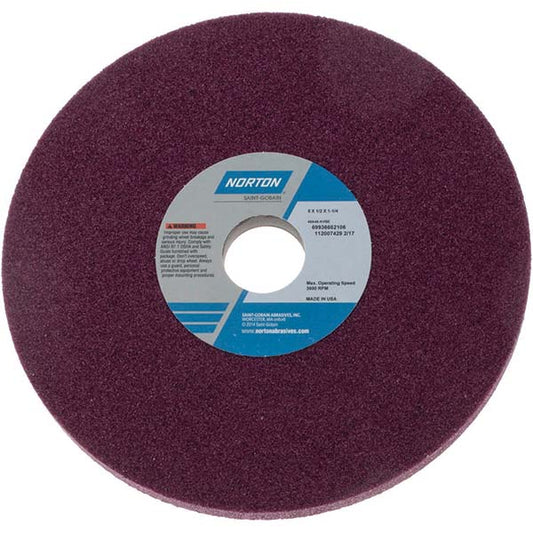 Norton 69936662106 Surface Grinding Wheel 8" Dia, 1/2" Thick, 1-1/4" Hole, 46 Grit, K Hardness