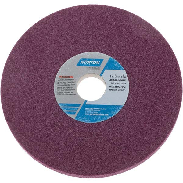 Norton 69936662113 Surface Grinding Wheel 8" Dia, 1/2" Thick, 1-1/4" Hole, 60 Grit, K Hardness
