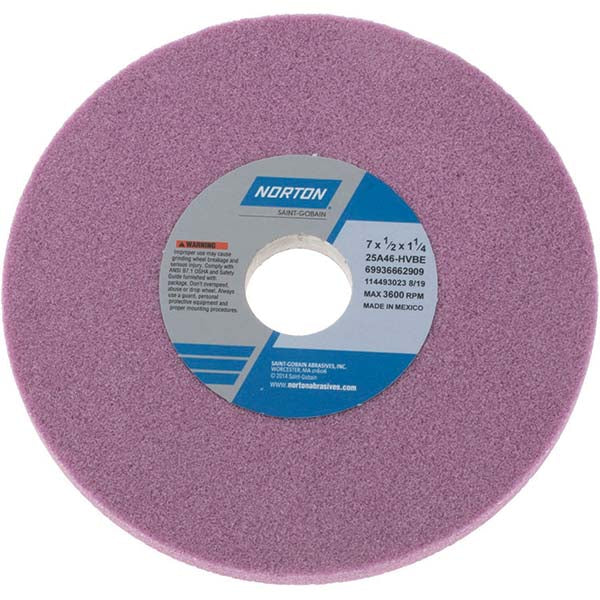 Norton 69936662909 Surface Grinding Wheel 7" Dia, 1/2" Thick, 1-1/4" Hole, 46 Grit, H Hardness