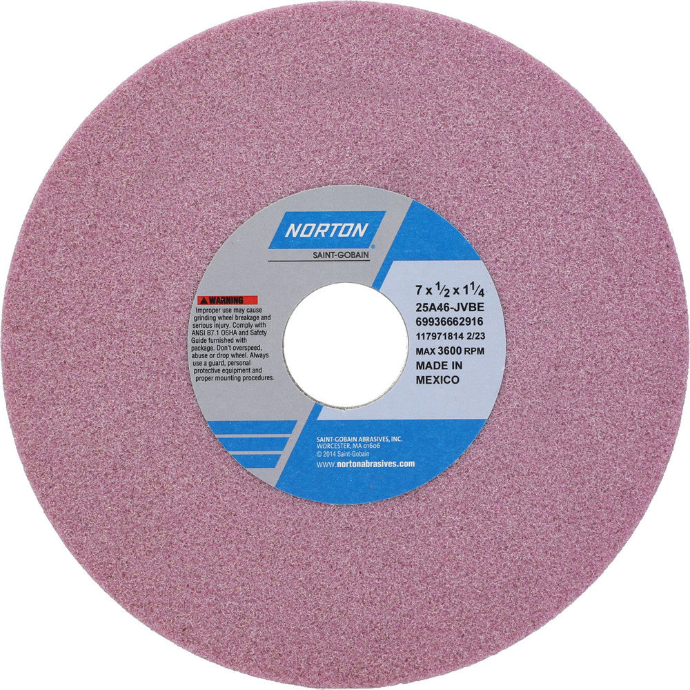Norton 69936662916 Surface Grinding Wheel 7" Dia, 1/2" Thick, 1-1/4" Hole, 46 Grit, J Hardness