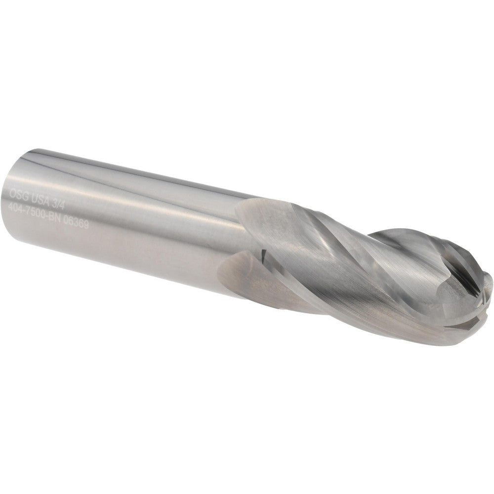 OSG 404-7500-BN Ball End Mill 3/4" Dia, 1-1/2" LOC, 4 Flute, Solid Carbide