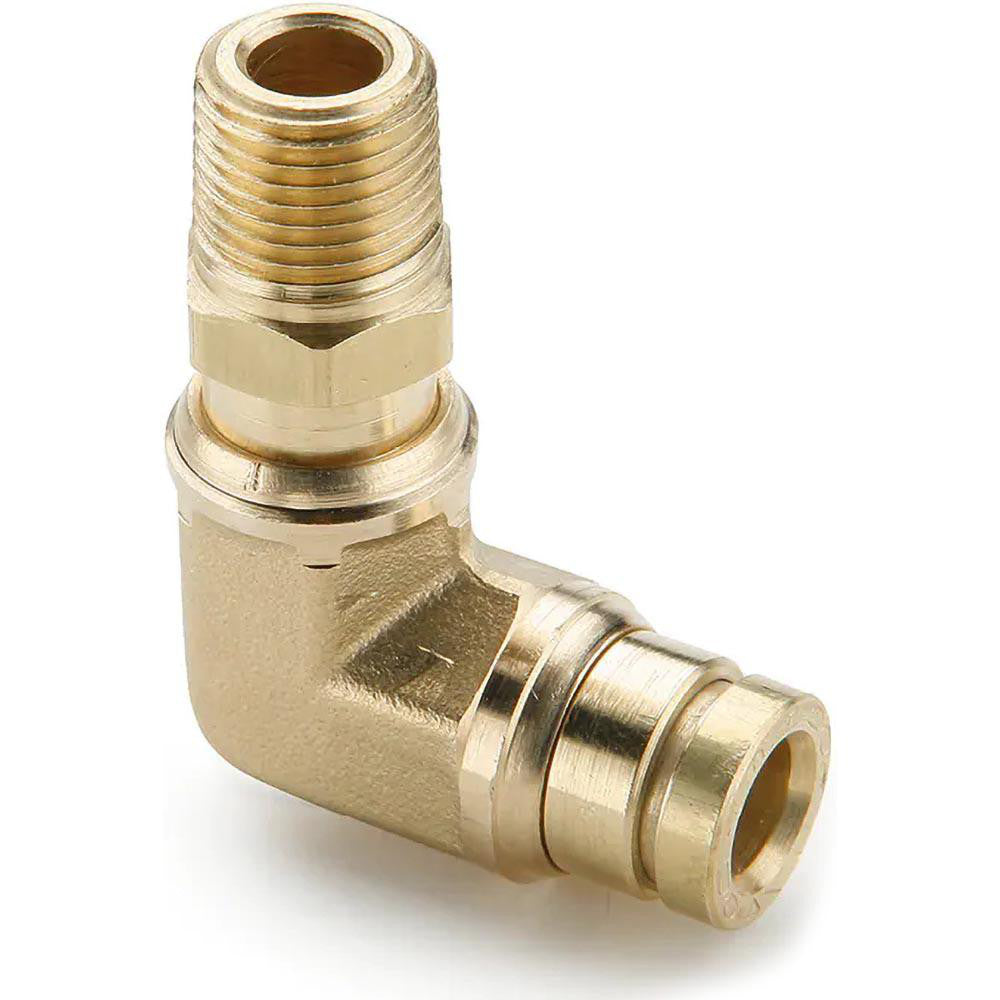 Parker 169PTC-4-6 Push-To-Connect Tube to Male & Tube to Male NPT Tube Fitting 90 &deg Male Elbow, 3/8" Thread, 1/4" OD
