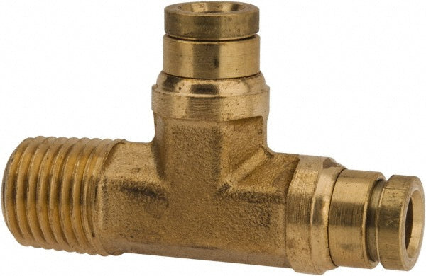 Parker 171PTCNS-4-4 Push-To-Connect Tube to Male & Tube to Male NPT Tube Fitting Rigid Male Run Tee, 1/4" Thread, 1/4" OD