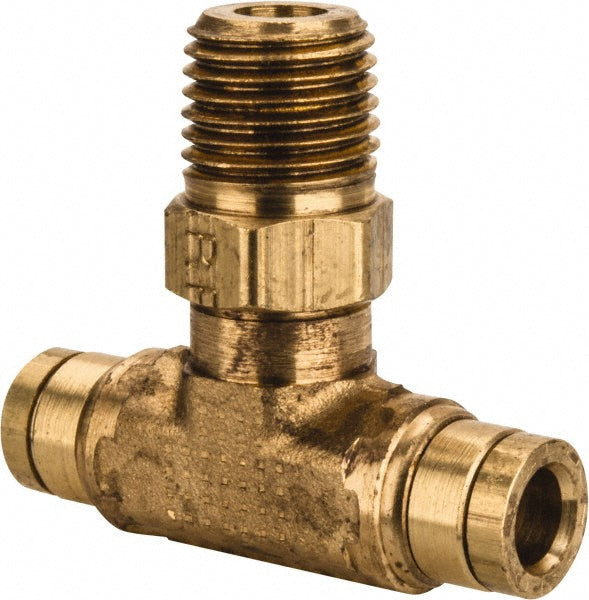 Parker 172PTC-4-4 Push-To-Connect Tube to Male & Tube to Male NPT Tube Fitting Swivel Male Branch Tee, 1/4" Thread, 1/4" OD