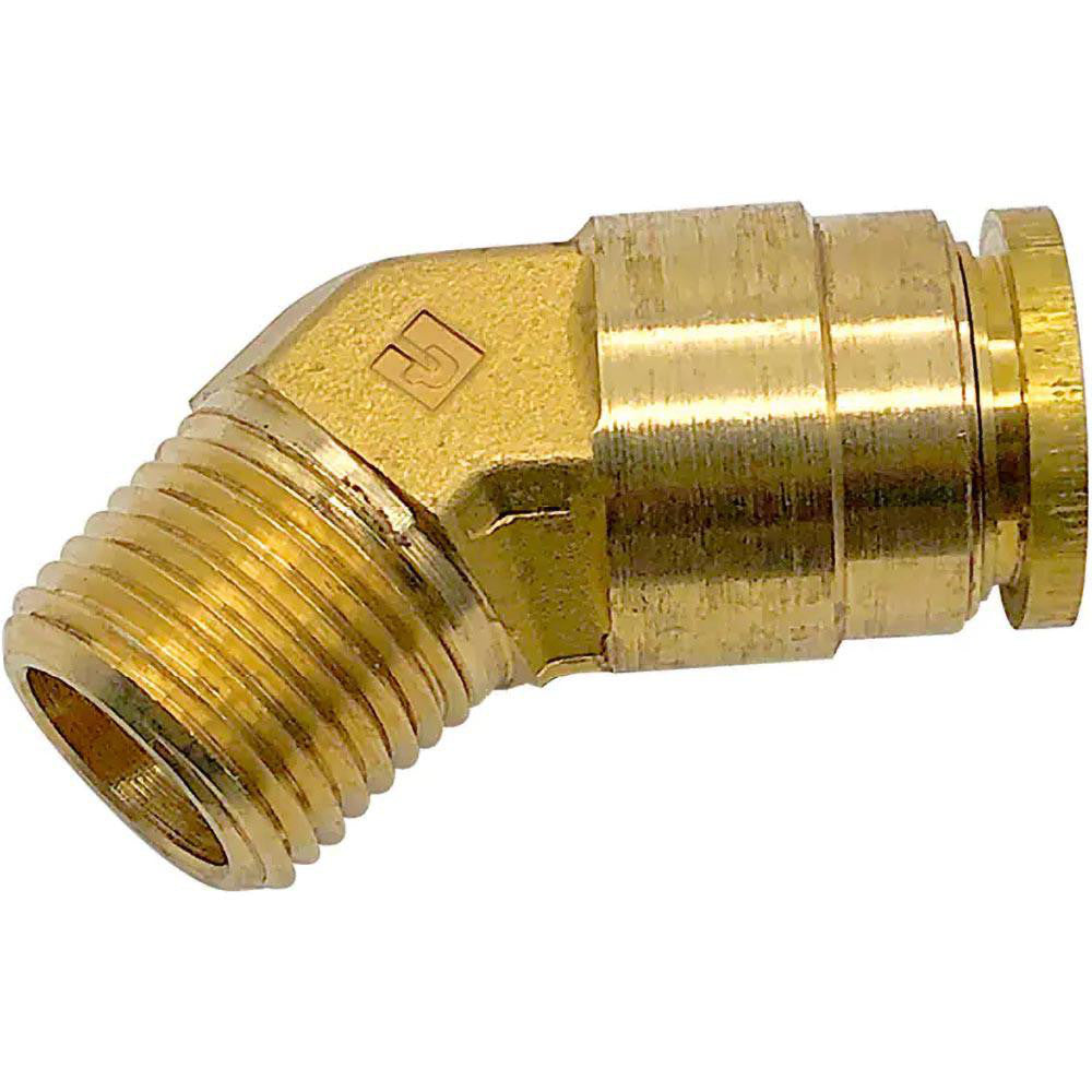Parker 179PTCNS-4-2 Push-To-Connect Tube to Male & Tube to Male NPT Tube Fitting Rigid 45 &deg Male Elbow, 1/8" Thread, 1/4" OD