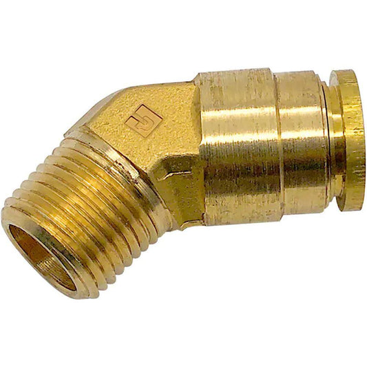Parker 179PTCNS-4-2 Push-To-Connect Tube to Male & Tube to Male NPT Tube Fitting Rigid 45 &deg Male Elbow, 1/8" Thread, 1/4" OD