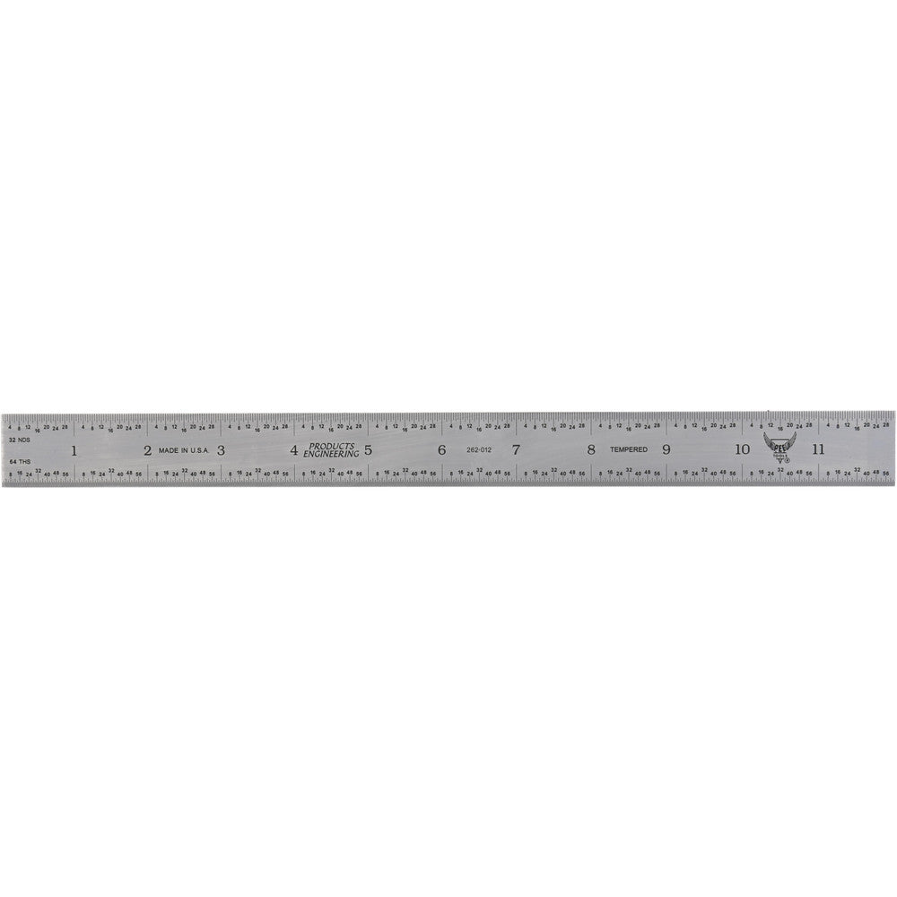 PEC Tools 262-012 Steel Rule 12" OAL, English & Metric Graduation, Rigid, 1" OAW