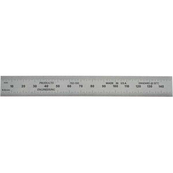 PEC Tools 752-150 Steel Rule Metric Graduation, Rigid, 3/4" OAW