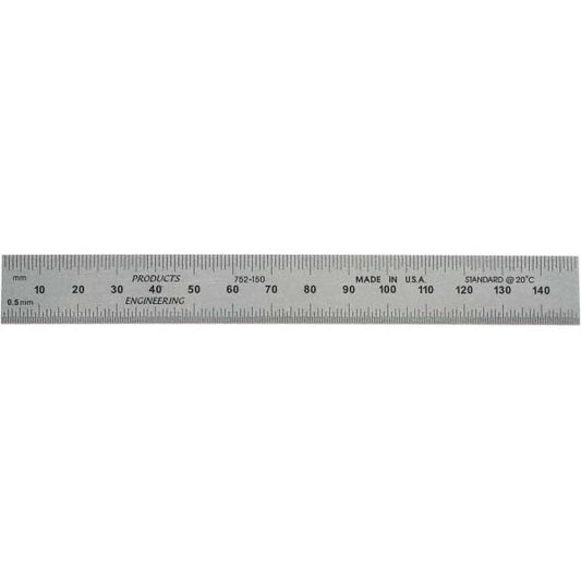 PEC Tools 752-150 Steel Rule Metric Graduation, Rigid, 3/4" OAW