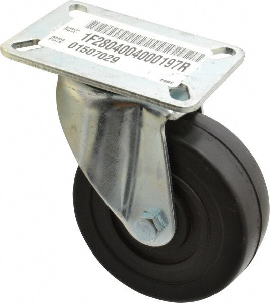 E.R. Wagner 1F2804004000197 Swivel Top Plate Caster Soft Rubber, 4" Wheel Dia, 1-3/8" Wheel Width, 200 lb Capacity, 5-1/16" OAH