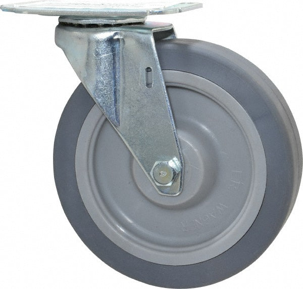 E.R. Wagner 2F9805B26000100 Swivel Top Plate Caster Thermoplastic Rubber, 5" Wheel Dia, 1-1/4" Wheel Width, 190 lb Capacity, 5-5/8" OAH