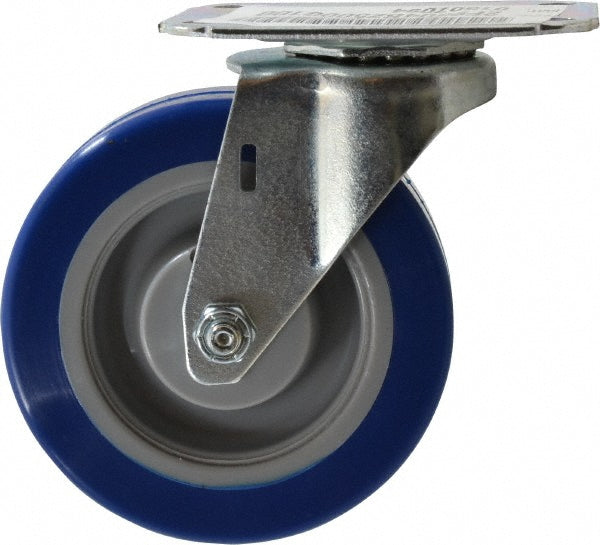 E.R. Wagner 2F9804B25000100 Swivel Top Plate Caster Polyurethane, 4" Wheel Dia, 1-1/4" Wheel Width, 275 lb Capacity, 4-11/16" OAH